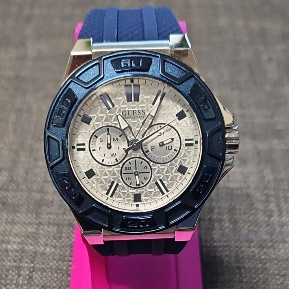 Guess Navy and Silver Chronograph Watch